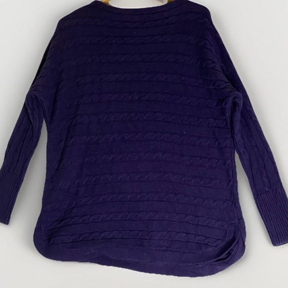 CHAPS by Ralph Lauren Woman's Purple Cable Knit Boat Neck Pullover Sweater M - Picture 2 of 6
